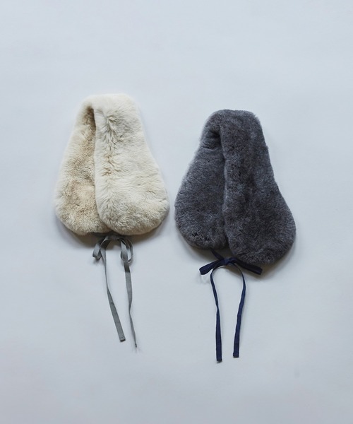 bulle de savon（ビュルデサボン）の「ラビットファー　みみあてマフラー（イヤーマフ・レディース・グレー/キナリ・FREE）」の16枚目の写真