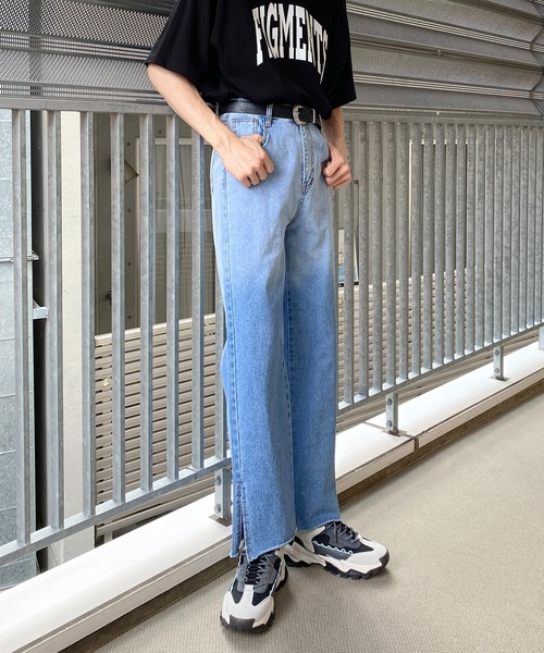 Figments（フィグメンツ）の「グラデーションフリンジデニムパンツ（デニムパンツ・レディース・ライトインディゴブルー・SMALL/MEDIUM/LARGE）」の14枚目の写真