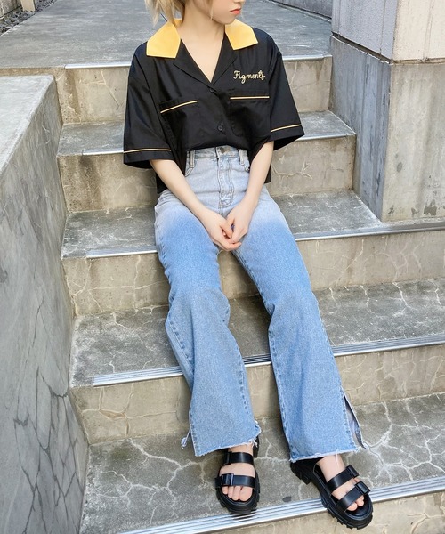 Figments（フィグメンツ）の「グラデーションフリンジデニムパンツ（デニムパンツ・レディース・ライトインディゴブルー・SMALL/MEDIUM/LARGE）」の16枚目の写真