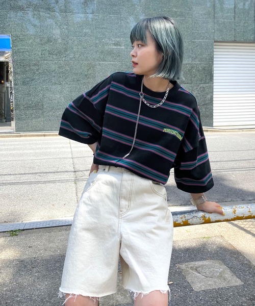 WHO'S WHO gallery(フーズフーギャラリー)の「【KOOKY'N/クーキー】ボーダーTEE(Tシャツ/カットソー・メンズ・ブラック/グリーン/ブラウン/ネイビー/アッシュグレー・FREE)」の6枚目の写真