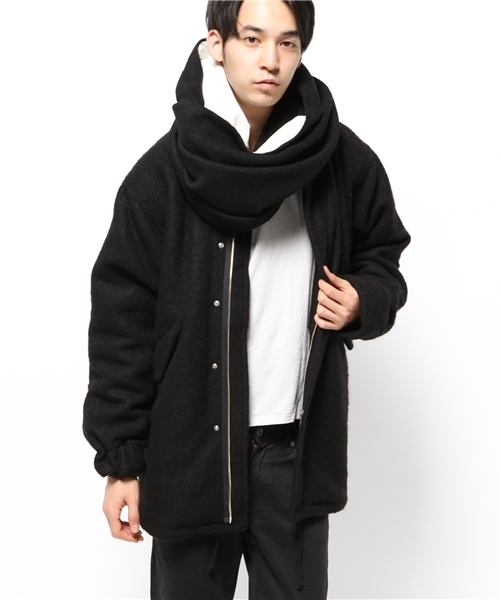 Lui's(ルイス)の「Lui's ドロップショルダーウールモッズコート(その他アウター・メンズ・ブラック/チャコールグレー・FREE)」の3枚目の写真