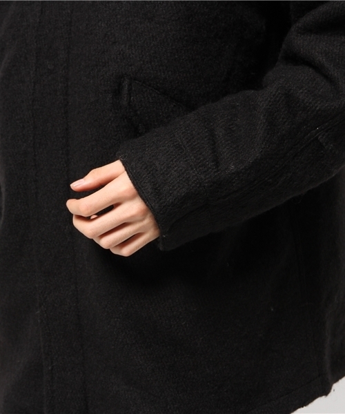 Lui's(ルイス)の「Lui's ドロップショルダーウールモッズコート(その他アウター・メンズ・ブラック/チャコールグレー・FREE)」の6枚目の写真