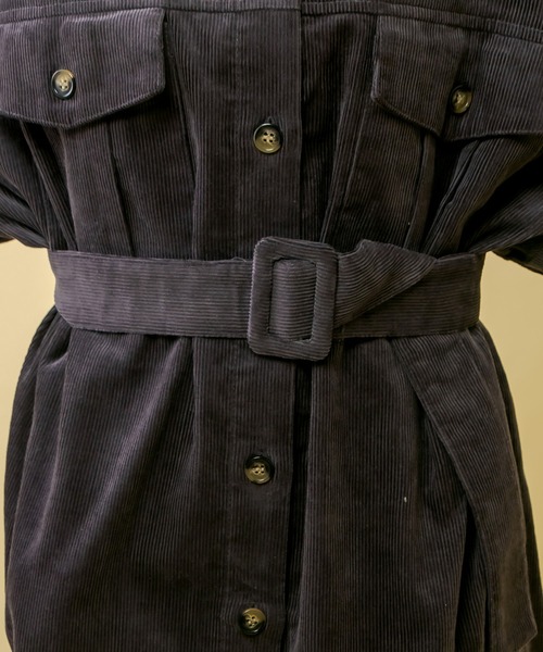 RASVOA（ラスボア）の「【セットアップ着用可】コーデュロイオーバーシャツ/ロングシャツ（シャツ/ブラウス・レディース・ブラック/カーキ/アイボリー・FREE）」の20枚目の写真