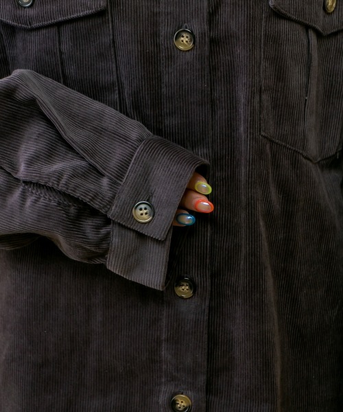 RASVOA（ラスボア）の「【セットアップ着用可】コーデュロイオーバーシャツ/ロングシャツ（シャツ/ブラウス・レディース・ブラック/カーキ/アイボリー・FREE）」の9枚目の写真
