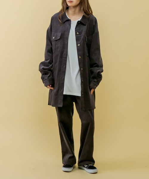 RASVOA（ラスボア）の「【セットアップ着用可】コーデュロイオーバーシャツ/ロングシャツ（シャツ/ブラウス・レディース・ブラック/カーキ/アイボリー・FREE）」の11枚目の写真