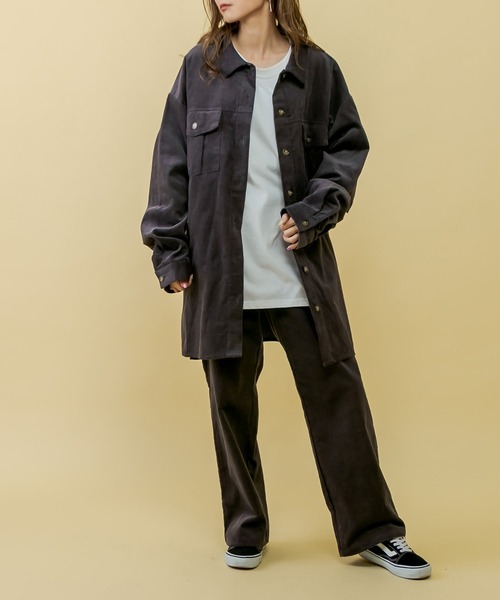 RASVOA（ラスボア）の「【セットアップ着用可】コーデュロイオーバーシャツ/ロングシャツ（シャツ/ブラウス・レディース・ブラック/カーキ/アイボリー・FREE）」の17枚目の写真