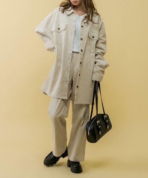 RASVOA（ラスボア）の「【セットアップ着用可】コーデュロイオーバーシャツ/ロングシャツ（シャツ/ブラウス・レディース・ブラック/カーキ/アイボリー・FREE）」の16枚目の写真