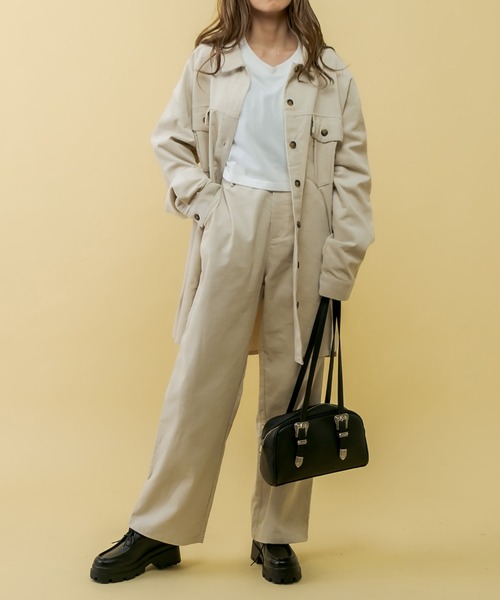 RASVOA（ラスボア）の「【セットアップ着用可】コーデュロイオーバーシャツ/ロングシャツ（シャツ/ブラウス・レディース・ブラック/カーキ/アイボリー・FREE）」の5枚目の写真