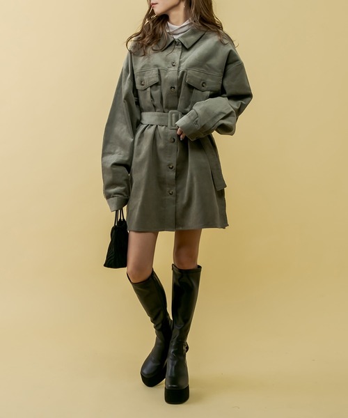 RASVOA（ラスボア）の「【セットアップ着用可】コーデュロイオーバーシャツ/ロングシャツ（シャツ/ブラウス・レディース・ブラック/カーキ/アイボリー・FREE）」の19枚目の写真