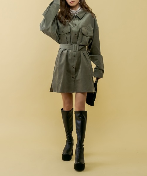 RASVOA（ラスボア）の「【セットアップ着用可】コーデュロイオーバーシャツ/ロングシャツ（シャツ/ブラウス・レディース・ブラック/カーキ/アイボリー・FREE）」の8枚目の写真