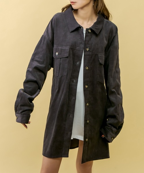 RASVOA（ラスボア）の「【セットアップ着用可】コーデュロイオーバーシャツ/ロングシャツ（シャツ/ブラウス・レディース・ブラック/カーキ/アイボリー・FREE）」の18枚目の写真