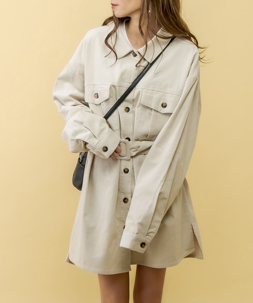 RASVOA（ラスボア）の「【セットアップ着用可】コーデュロイオーバーシャツ/ロングシャツ（シャツ/ブラウス・レディース・ブラック/カーキ/アイボリー・FREE）」の4枚目の写真