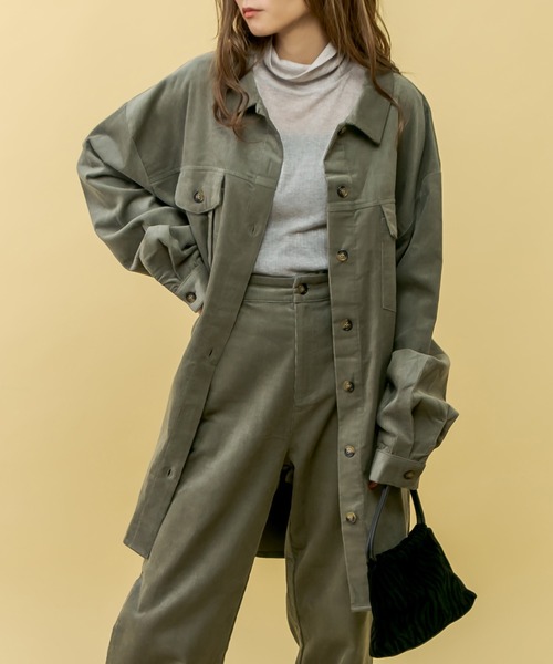 RASVOA（ラスボア）の「【セットアップ着用可】コーデュロイオーバーシャツ/ロングシャツ（シャツ/ブラウス・レディース・ブラック/カーキ/アイボリー・FREE）」の7枚目の写真