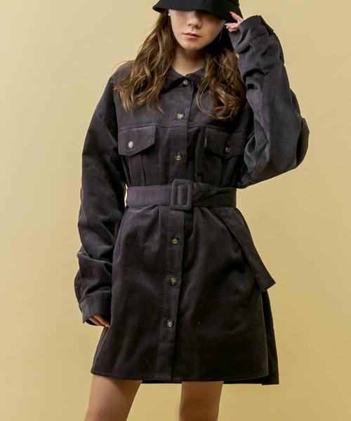 RASVOA（ラスボア）の「【セットアップ着用可】コーデュロイオーバーシャツ/ロングシャツ（シャツ/ブラウス・レディース・ブラック/カーキ/アイボリー・FREE）」の6枚目の写真