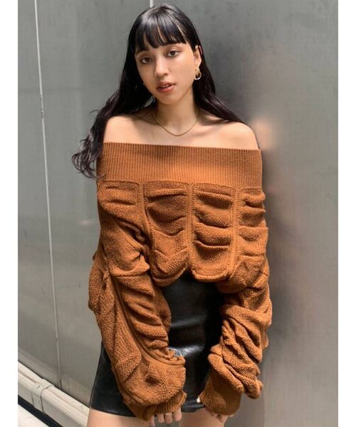 EMODA（エモダ）の「ワイドドレープニット（ニット/セーター・レディース・ブラック/ブルー/アイボリー/キャメル・FREE）」の9枚目の写真