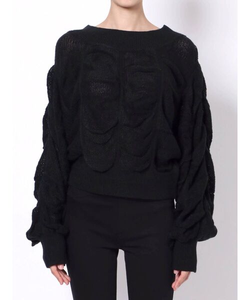 EMODA（エモダ）の「ワイドドレープニット（ニット/セーター・レディース・ブラック/ブルー/アイボリー/キャメル・FREE）」の18枚目の写真