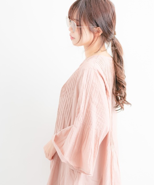 Wordtrobe（ワードトローブ）の「【wordtrobe】ピンタックロングガウンワンピース（ワンピース・レディース・カーキ/オフホワイト/ネイビー/ライトピンク・FREE）」の17枚目の写真
