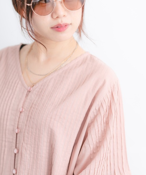 Wordtrobe（ワードトローブ）の「【wordtrobe】ピンタックロングガウンワンピース（ワンピース・レディース・カーキ/オフホワイト/ネイビー/ライトピンク・FREE）」の21枚目の写真