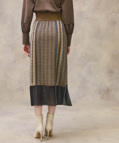 PUBLIC TOKYO（パブリックトウキョウ）の「ラメジャガードニットスカート（スカート・レディース・ブラウン/グリーン・FREE）」の16枚目の写真