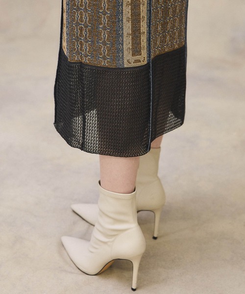 PUBLIC TOKYO（パブリックトウキョウ）の「ラメジャガードニットスカート（スカート・レディース・ブラウン/グリーン・FREE）」の4枚目の写真