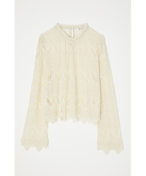 MOUSSY（マウジー）の「SCALLOPED LACE トップス（Tシャツ/カットソー・レディース・ブラック/アイボリー・FREE）」の2枚目の写真