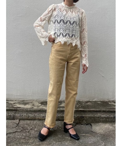 MOUSSY（マウジー）の「SCALLOPED LACE トップス（Tシャツ/カットソー・レディース・ブラック/アイボリー・FREE）」の15枚目の写真