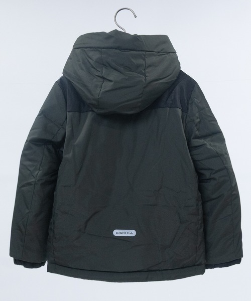 青いロゴ入りフード付きジャケット 3N】〔LOGOS/ロゴス〕中綿ボリュームフードジャケット（ダウン