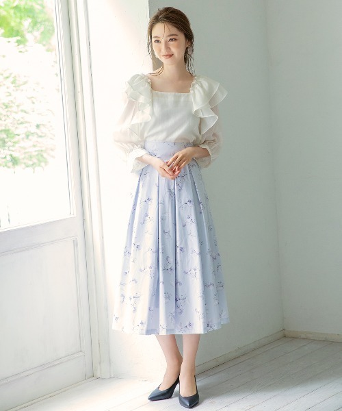 WILLSELECTION（ウィルセレクション）の「ラインポピーバックレースアップスカート（スカート・レディース・ベージュ/ラベンダー・MEDIUM）」の2枚目の写真