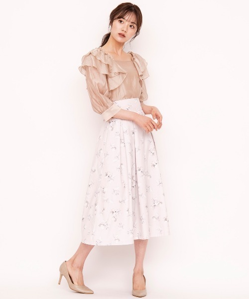 WILLSELECTION（ウィルセレクション）の「ラインポピーバックレースアップスカート（スカート・レディース・ベージュ/ラベンダー・MEDIUM）」の15枚目の写真