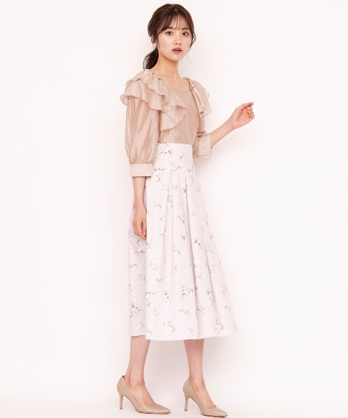 WILLSELECTION（ウィルセレクション）の「ラインポピーバックレースアップスカート（スカート・レディース・ベージュ/ラベンダー・MEDIUM）」の11枚目の写真