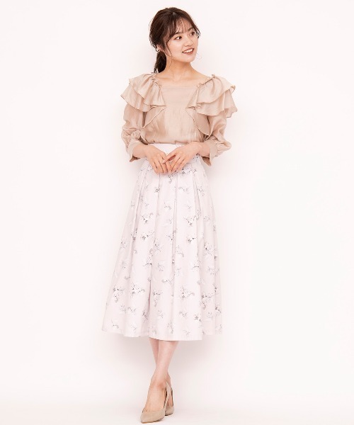 WILLSELECTION（ウィルセレクション）の「ラインポピーバックレースアップスカート（スカート・レディース・ベージュ/ラベンダー・MEDIUM）」の10枚目の写真