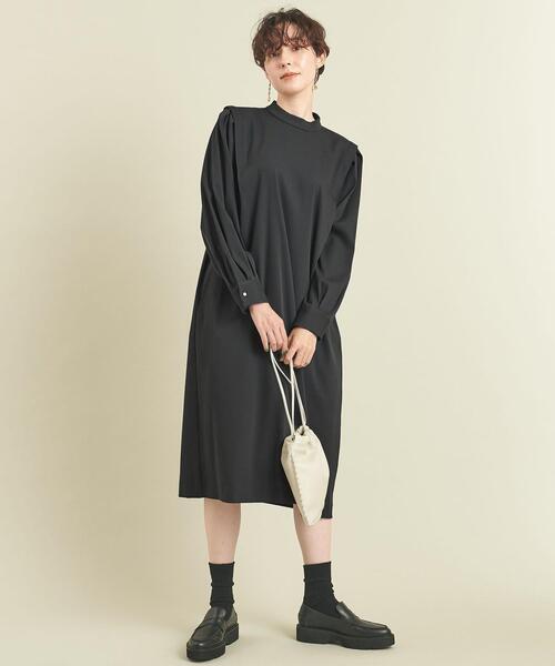 BEAUTY&YOUTH UNITED ARROWS(ビューティーアンドユースユナイテッドアローズ)の「BY スタンドカラーワンピース -ウォッシャブル- ∴(ワンピース・レディース・ネイビー/オリーブ/その他9/モカ・FREE)」の3枚目の写真