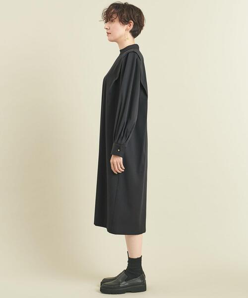 BEAUTY&YOUTH UNITED ARROWS(ビューティーアンドユースユナイテッドアローズ)の「BY スタンドカラーワンピース -ウォッシャブル- ∴(ワンピース・レディース・ネイビー/オリーブ/その他9/モカ・FREE)」の8枚目の写真