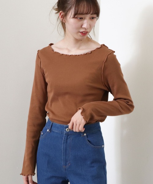 archives（アルシーヴ）の「アウトメローリブ長袖Ｔ（Tシャツ/カットソー・レディース・グリーン/ブラック/ブルー/オフホワイト/モカ・MEDIUM）」の13枚目の写真