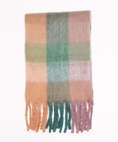 Mayree（メイリー）の「【Mayree】ボリュームフリンジチェック柄マフラー（マフラー・レディース・パープル/イエロー/グリーン・FREE）」の12枚目の写真