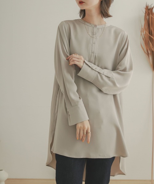 SENSE OF PLACE by URBAN RESEARCH（センスオブプレイスバイアーバンリサーチ）の「クルーネックチュニックブラウス（シャツ/ブラウス・レディース・オフホワイト/ライトベージュ・ONE）」の2枚目の写真