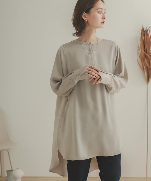 SENSE OF PLACE by URBAN RESEARCH（センスオブプレイスバイアーバンリサーチ）の「クルーネックチュニックブラウス（シャツ/ブラウス・レディース・オフホワイト/ライトベージュ・ONE）」の4枚目の写真