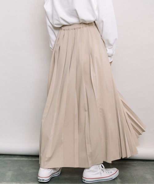 refinedworks(リファインドワークス)の「manywayロングプリーツスカート(スカート・レディース・チャコールグレー/ベージュ/ブルー・FREE)」の4枚目の写真
