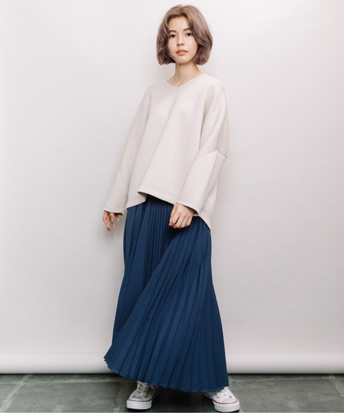 refinedworks(リファインドワークス)の「manywayロングプリーツスカート(スカート・レディース・チャコールグレー/ベージュ/ブルー・FREE)」の22枚目の写真