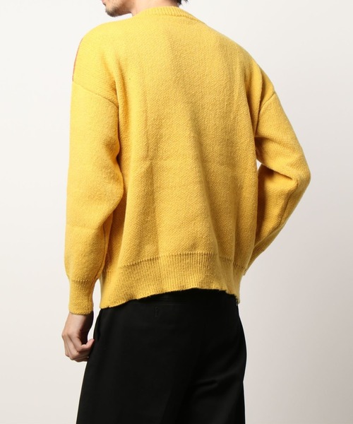 HOOK（フック）の「【HOOK】レトロ調古着風パッチワーク刺繍ニット（ニット/セーター・メンズ・ネイビー/イエロー・M/L/XL/XXL）」の15枚目の写真