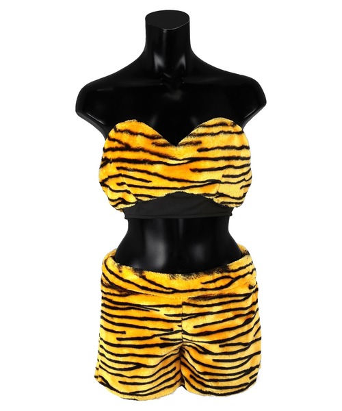Tika（ティカ）の「コスプレ セクシー アニマル 鬼 ランジェリー トラ柄 ベロア ショートパンツ セットアップ 6点セット 節分（コスチューム/パーティーグッズ・レディース・イエロー×ブラック・M）」の14枚目の写真