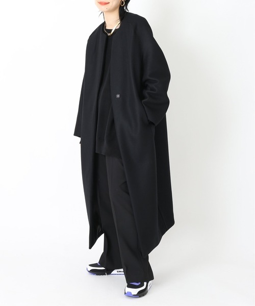 CITYSHOP(シティーショップ)の「OVER COCOON コート(ノーカラーコート・レディース・ブラウン/ブラック・36/38)」の2枚目の写真