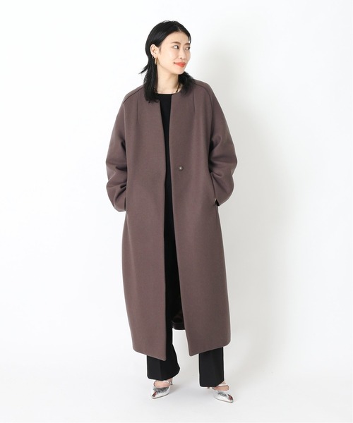 CITYSHOP(シティーショップ)の「OVER COCOON コート(ノーカラーコート・レディース・ブラウン/ブラック・36/38)」の10枚目の写真