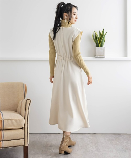 clear（クリア）の「ツイードVネックロングワンピース/ジャンパー