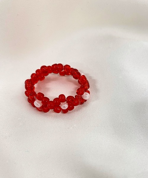 WEGO（ウィゴー）の「WEGO/フラワービーズリング（リング・レディース・ホワイト/ブラック/レッド/シルバー/ゴールド・FREE）」の3枚目の写真