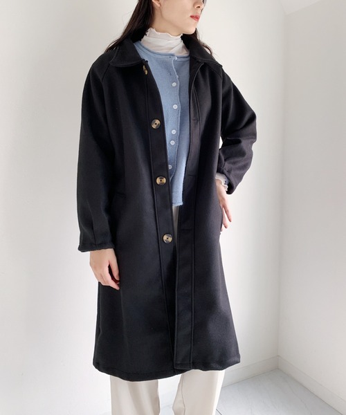 CLEA（クレア）の「ステンカラーロングコート（チェスターコート・レディース・アイボリー/ブラック・FREE）」の2枚目の写真