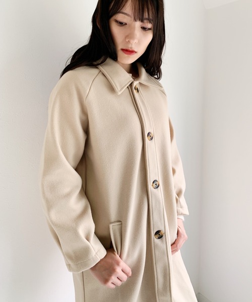 CLEA（クレア）の「ステンカラーロングコート（チェスターコート・レディース・アイボリー/ブラック・FREE）」の14枚目の写真
