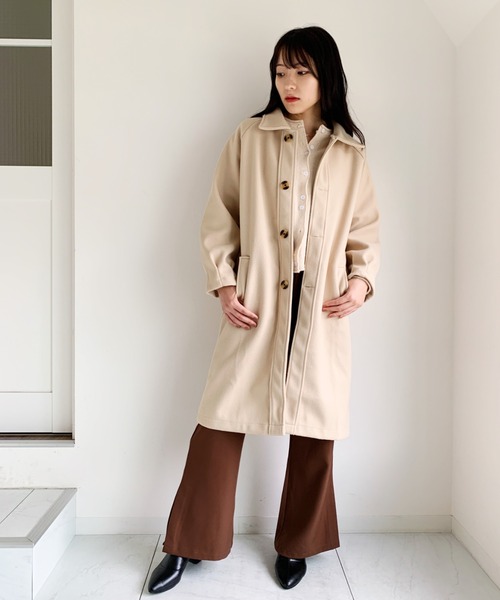 CLEA（クレア）の「ステンカラーロングコート（チェスターコート・レディース・アイボリー/ブラック・FREE）」の19枚目の写真