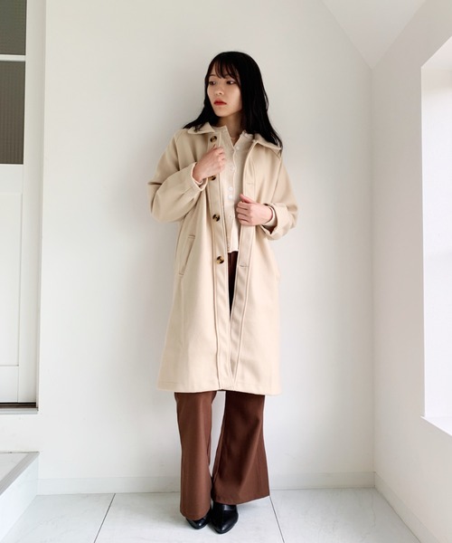 CLEA（クレア）の「ステンカラーロングコート（チェスターコート・レディース・アイボリー/ブラック・FREE）」の21枚目の写真