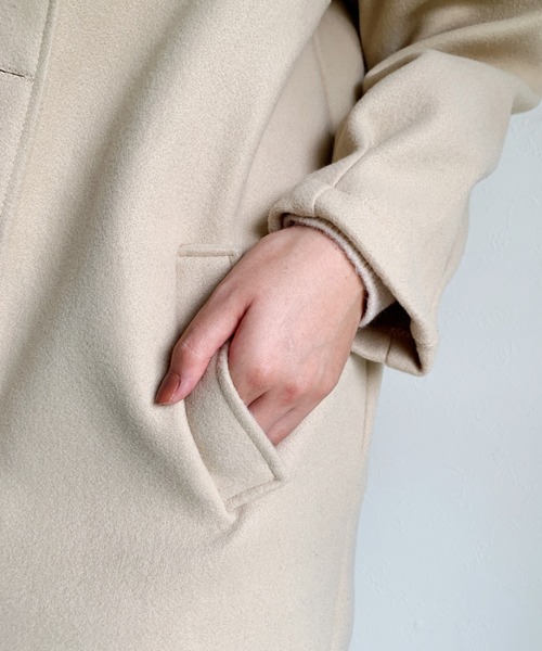 CLEA（クレア）の「ステンカラーロングコート（チェスターコート・レディース・アイボリー/ブラック・FREE）」の11枚目の写真